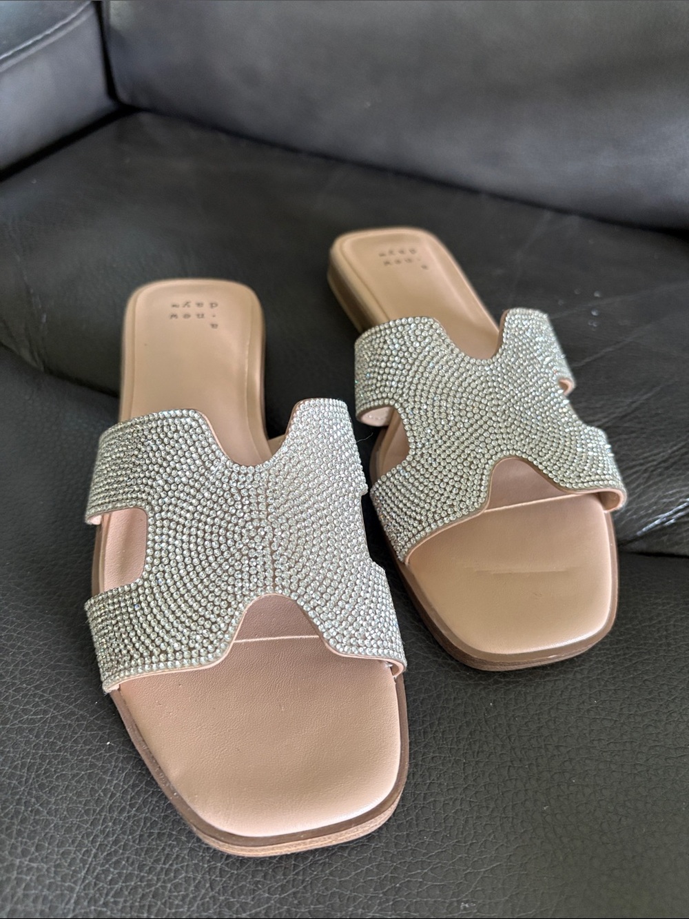 a new day Nude Crystal Slide Sandals